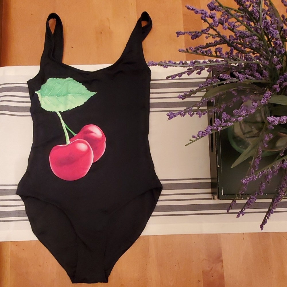 Onia !NWT! Black Kelly Cherry Bathing Suit Size M